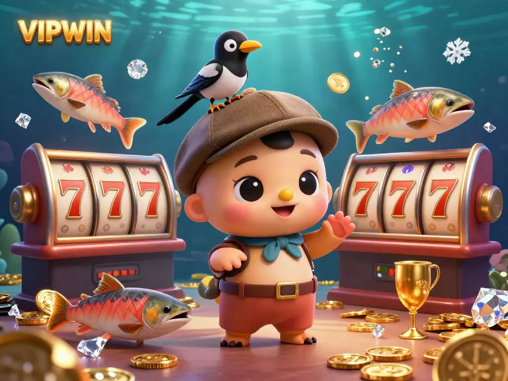 Experience the excitement of VIPWIN's colorful casino with lively characters and vibrant gaming elements.