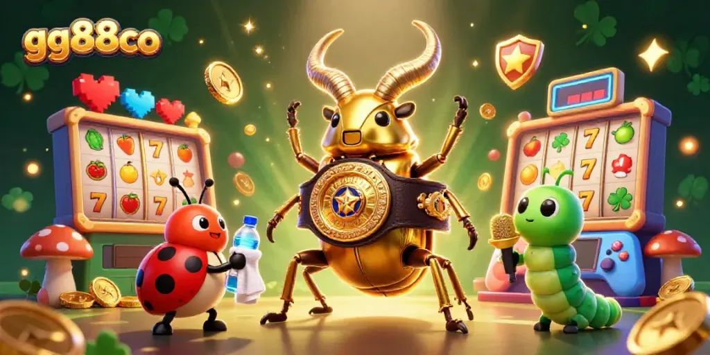 Experience thrilling jackpots at gg88co with a dynamic casino battle scene featuring quirky characters.