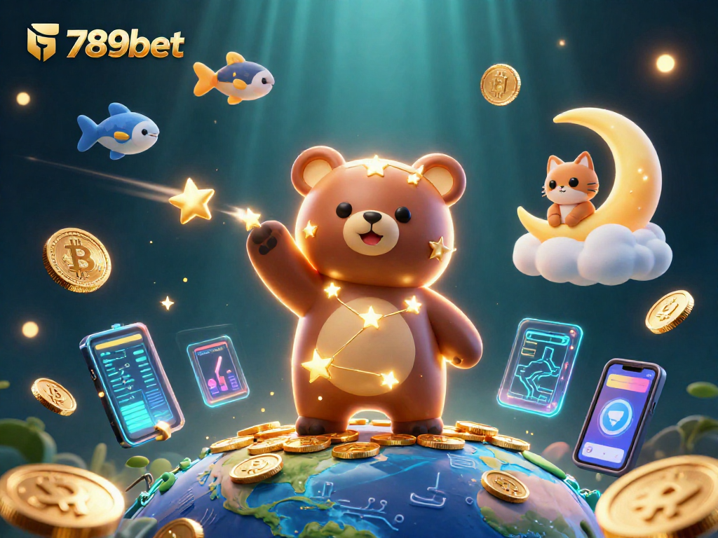 Experience thrilling wins with 789bet in a vibrant and dynamic casino scene filled with crypto elements.