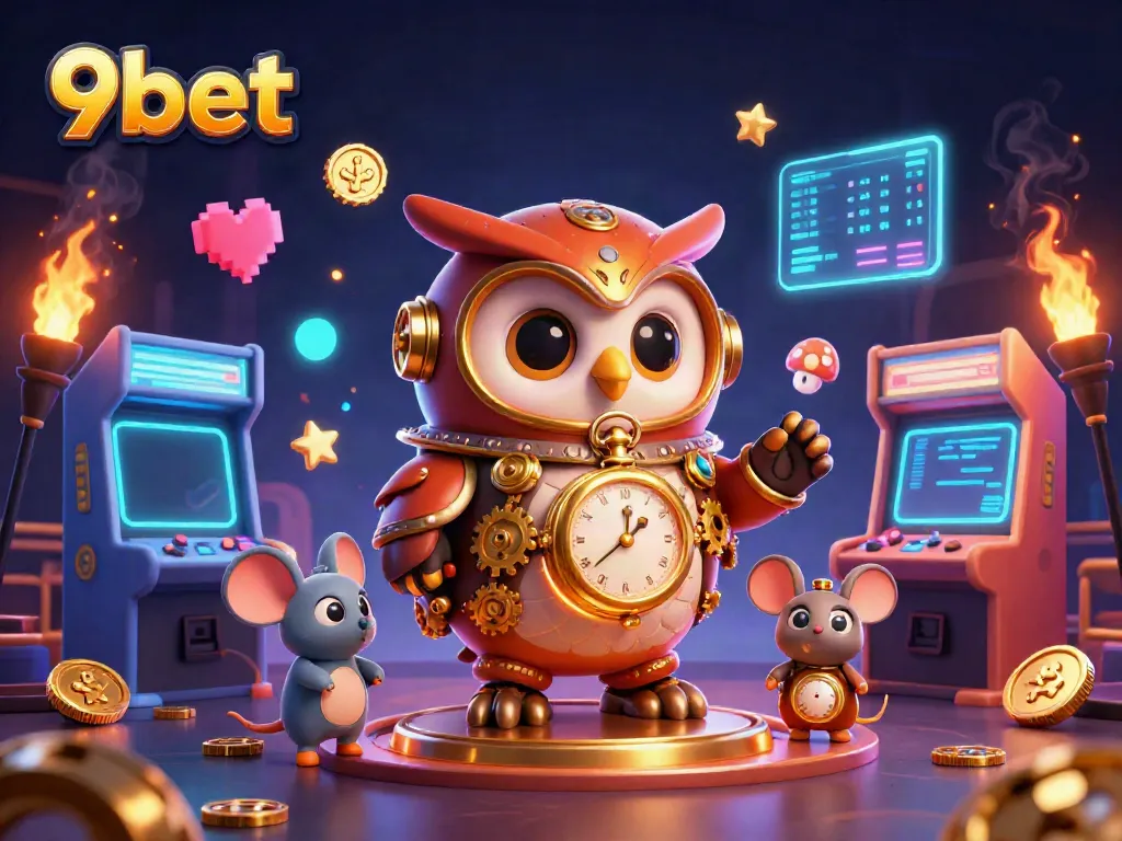 Engage in thrilling gaming adventures with 9bet's vibrant casino illustration.