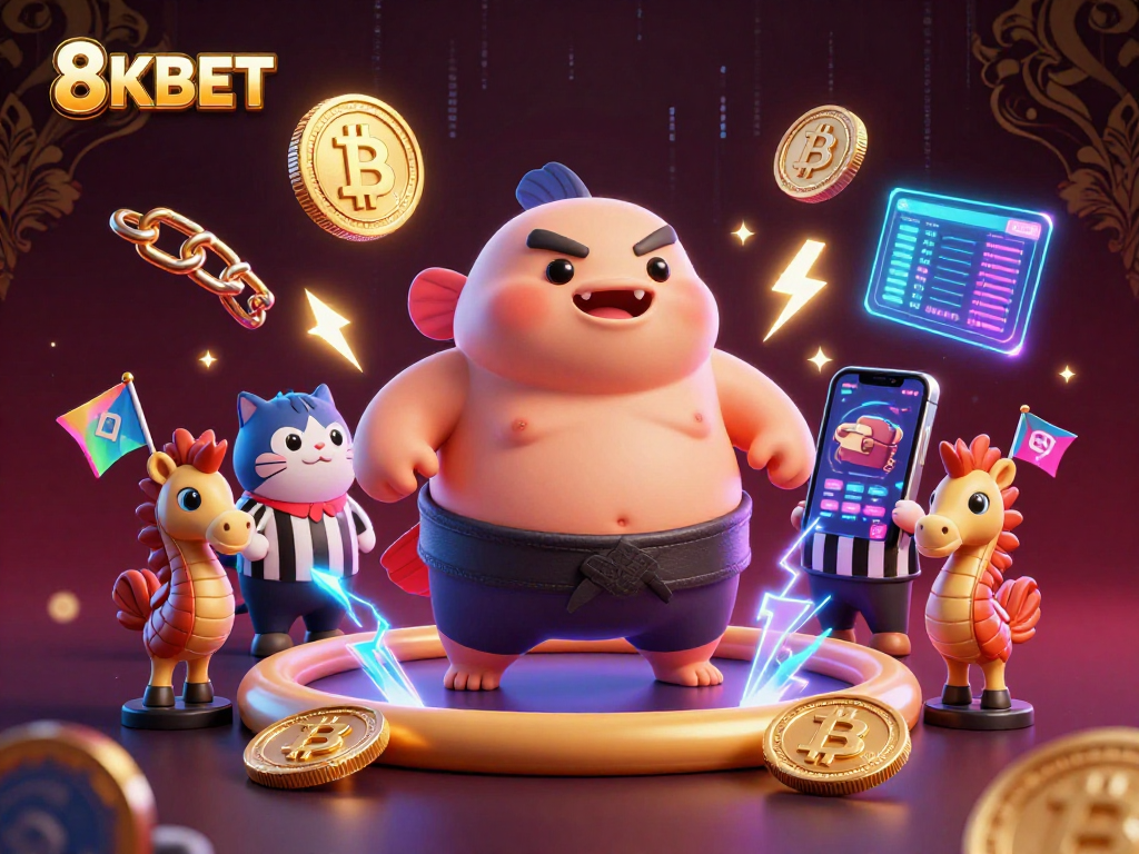 Engage in thrilling underwater fun with the 8KBET fugu champion in a vibrant casino illustration.