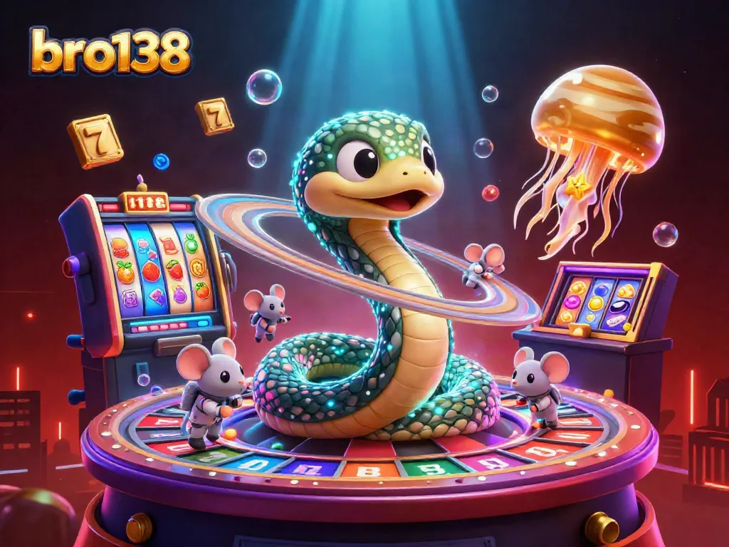 Experience vibrant slot gaming excitement at bro138 with cosmic characters betting on jackpot reels.
