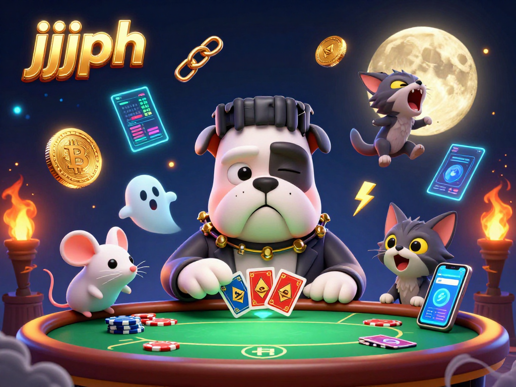 Ang jjjph ay nag-iimbita ng mga manlalaro sa isang nakabibighaning laro sa isang spooky at nakakaakit na table ng poker.