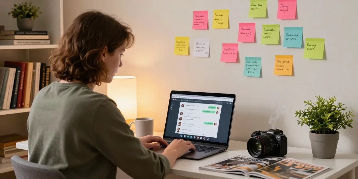 Engaging juicy chat conversation in a cozy online workspace.
