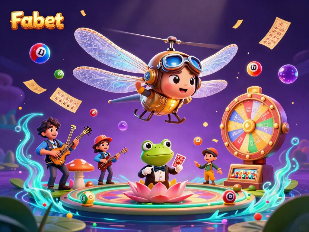 Engage with Fabet's thrilling casino atmosphere featuring a dragonfly pilot and frog croupier