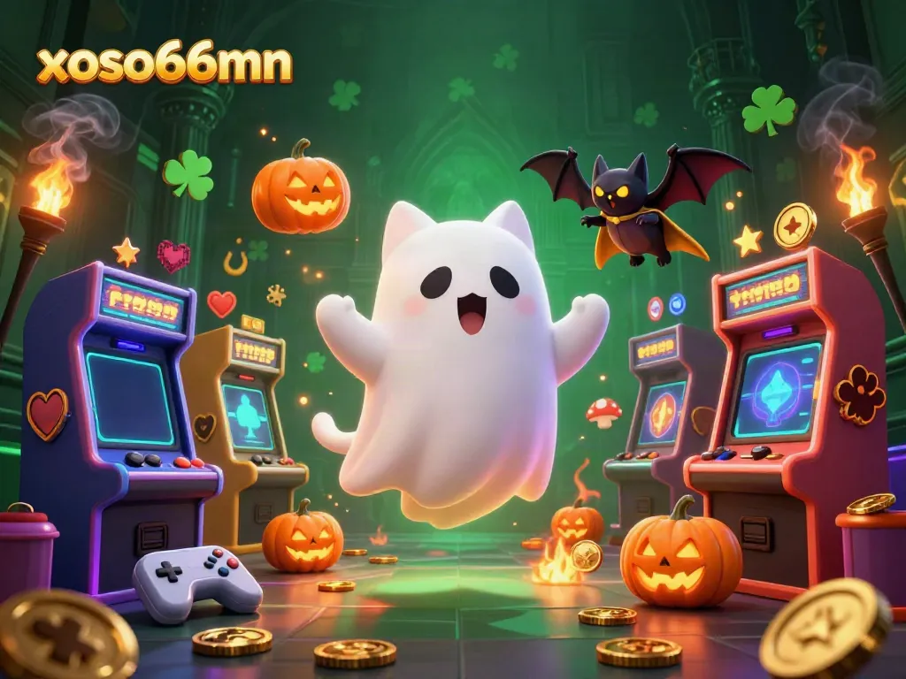 Experience thrilling gameplay at xoso66mn with a ghost cat and bat in a haunted casino