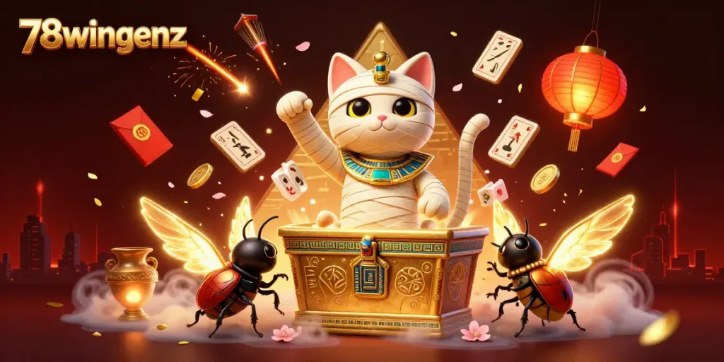 Experience thrilling gameplay at 78wingenz with vibrant characters and rich casino elements in a dynamic scene.