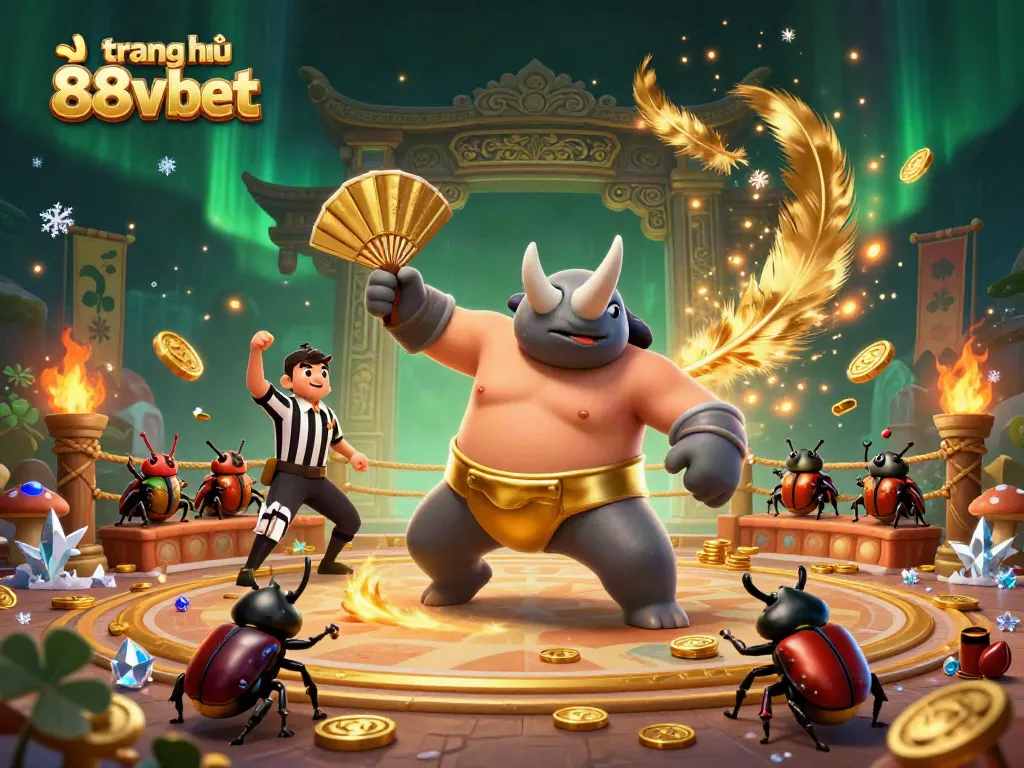 Experience the thrills of trang chủ 88vbet with a dynamic scene of a unique beetle champion amidst casino elements.