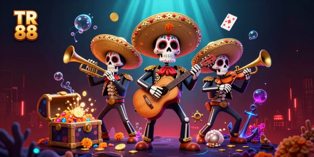 Engage with TR 88 gameplay exploration featuring a dynamic mariachi band amidst colorful gambling elements.