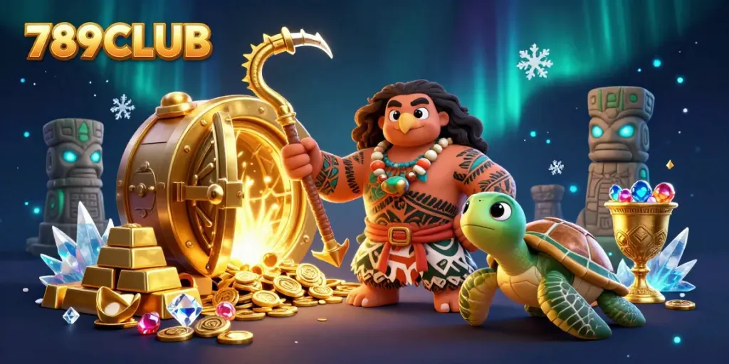 Engage with 789CLUB's adventure as a demigod hawk seeks treasure in a vibrant casino world.