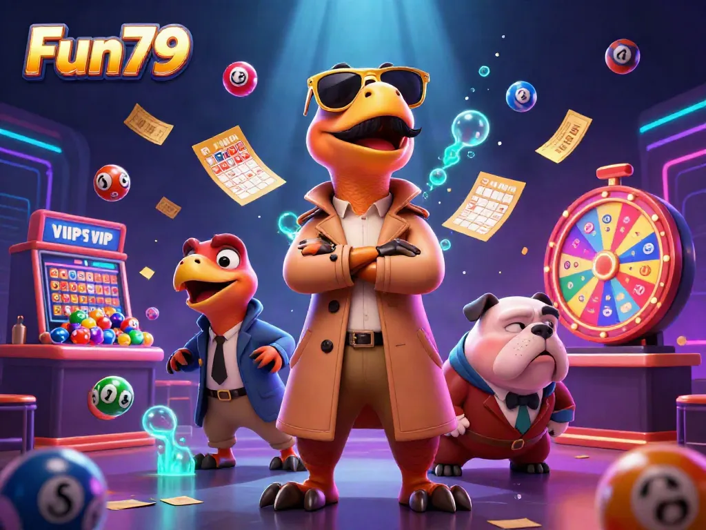 Engage with Fun79 by watching three cartoon raptors pretending to join a casino, illustrated in vibrant 3D detail.