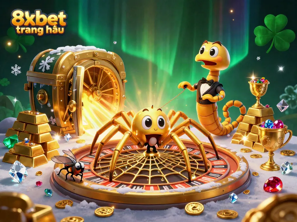 Engage with thrilling bets on 8xbet trang chủ in a vibrant 3D casino illustration.