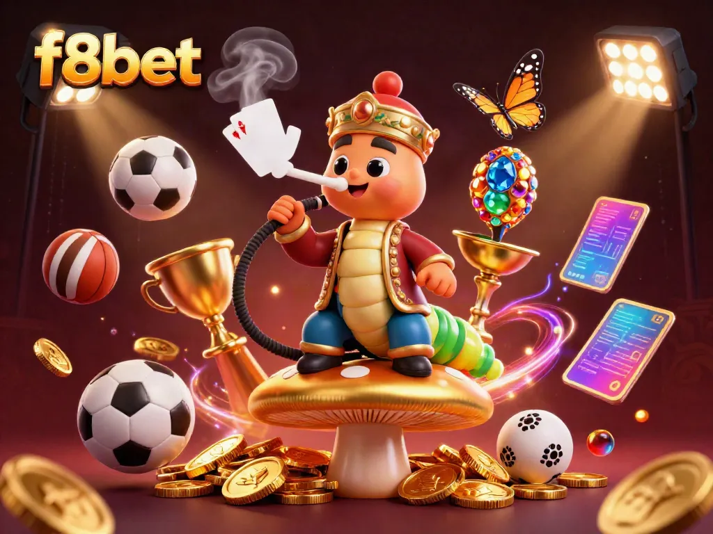Engage in thrilling gameplay with f8bet's vibrant 3D casino illustration featuring unique characters and dynamic sports elements.