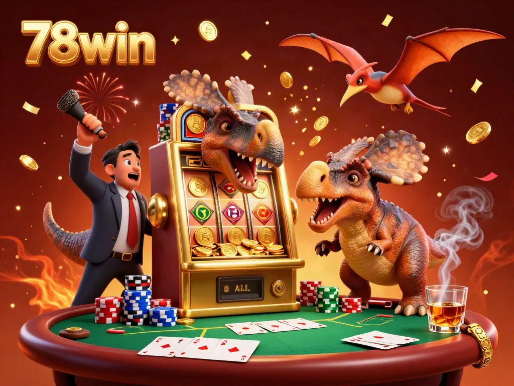 Experience the excitement of 78win with a pachycephalosaurus triggering jackpot coins at a casino.